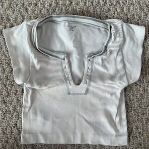 Women's Gray Ribbed Top